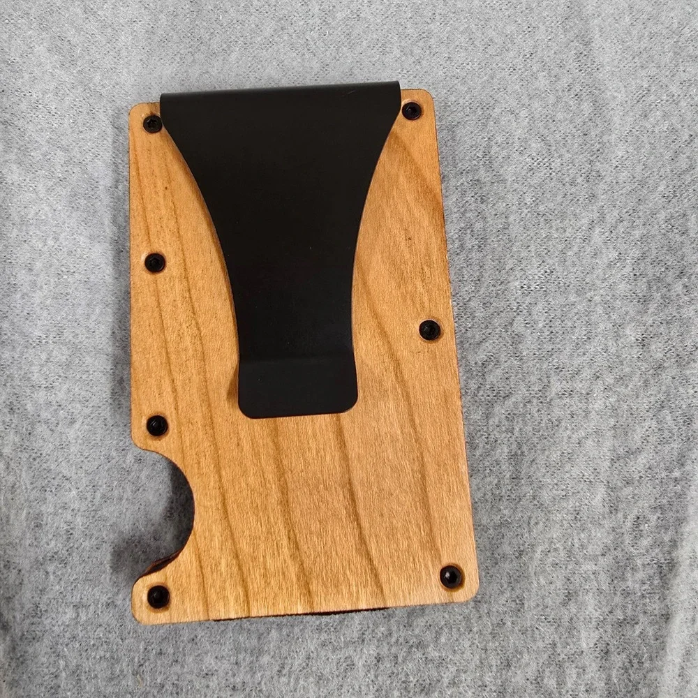 UDR Products Wood Minimalist Wallet Money Clip Slim Card Holder Brown Black New